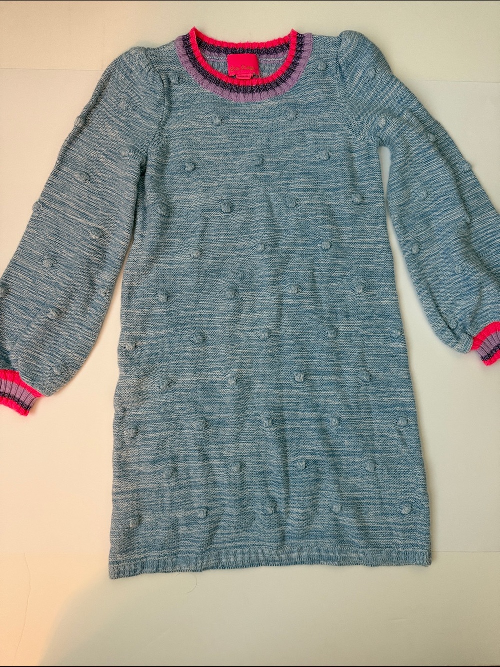 Lilly Pulitzer Heathered Blue Knit Dress with Pink & Purple Trim